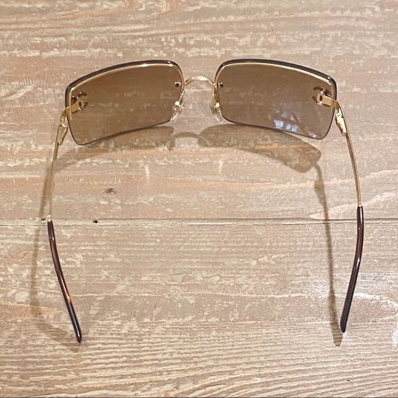 RARE CHANEL Rimless Sunglasses 4104 B Light Brown Gradient Rate A - Picture 8 of 16
